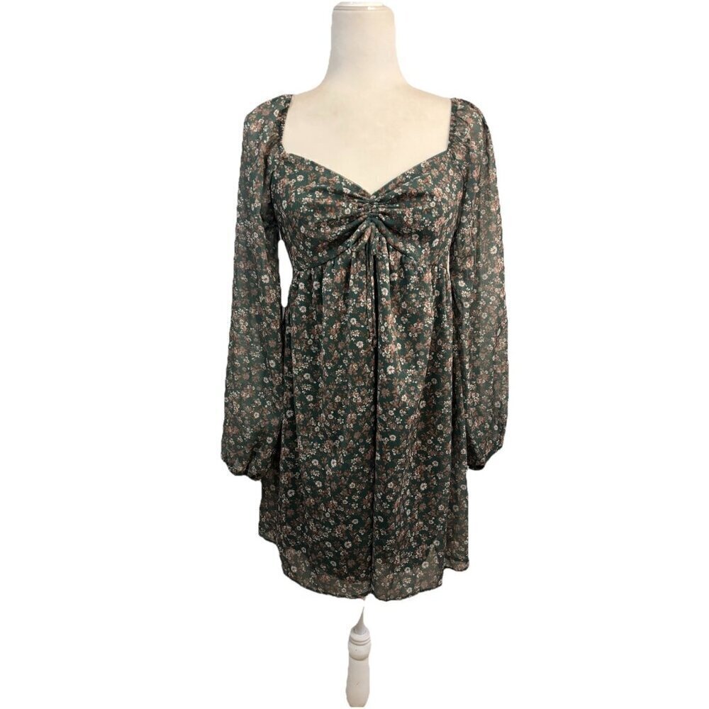 altar'd state Babydoll Floral Long Sleeve Short Dress Women Medium